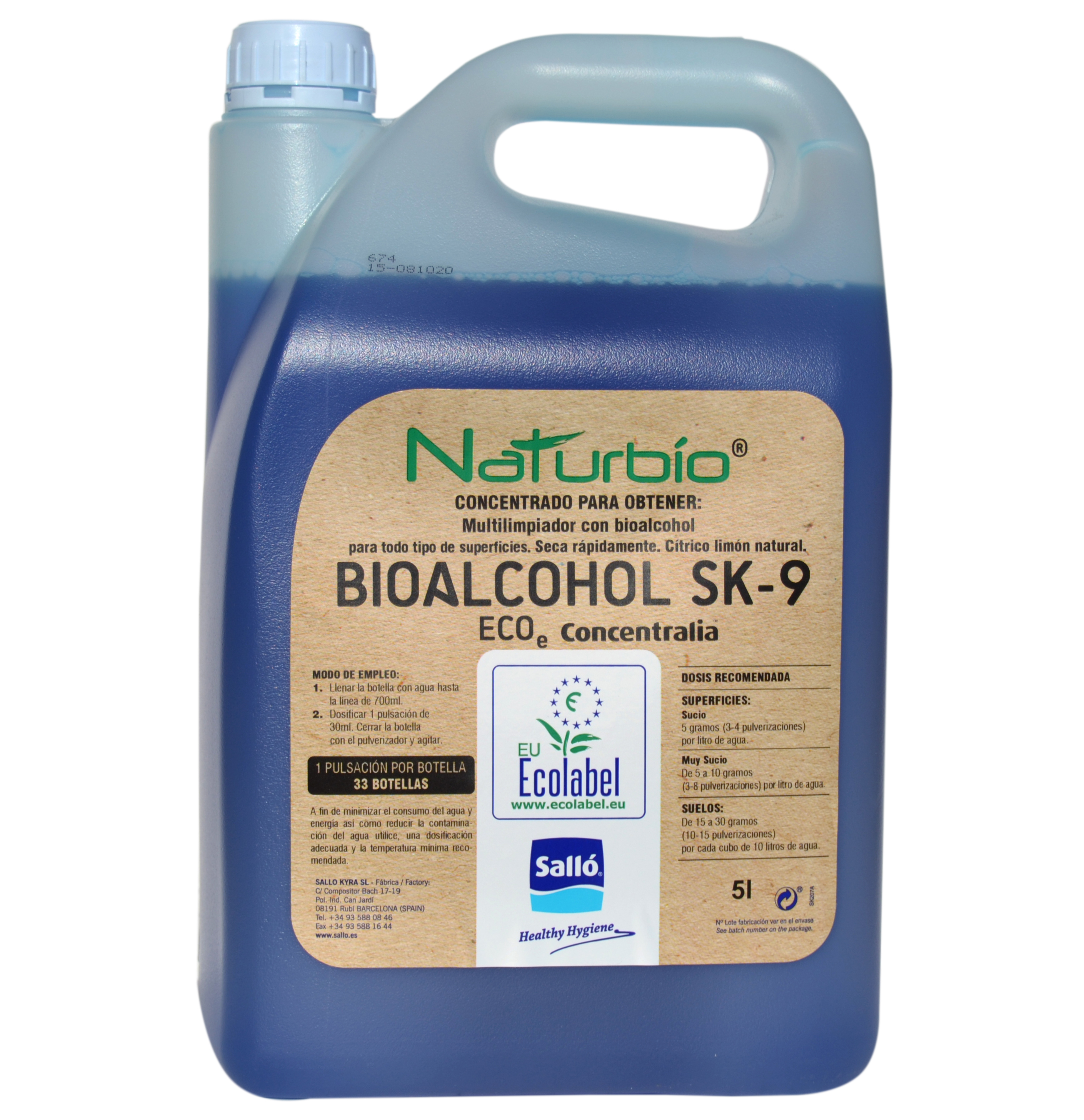 Limpiador ecológico bioalcohol concentrado Concentralia® Naturbío® SK-9 -  Concentralia
